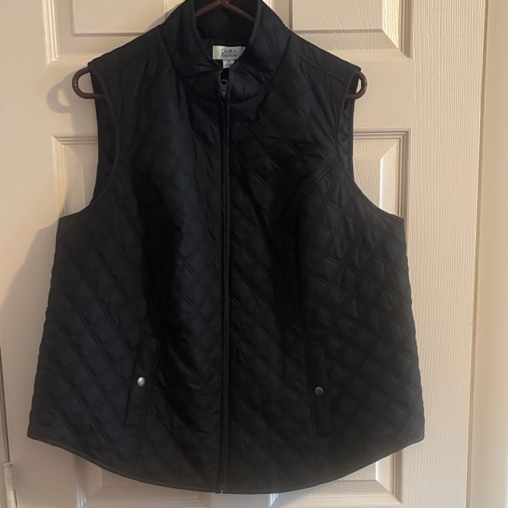 croft & barrow Black Quilted Sleeveless Vest